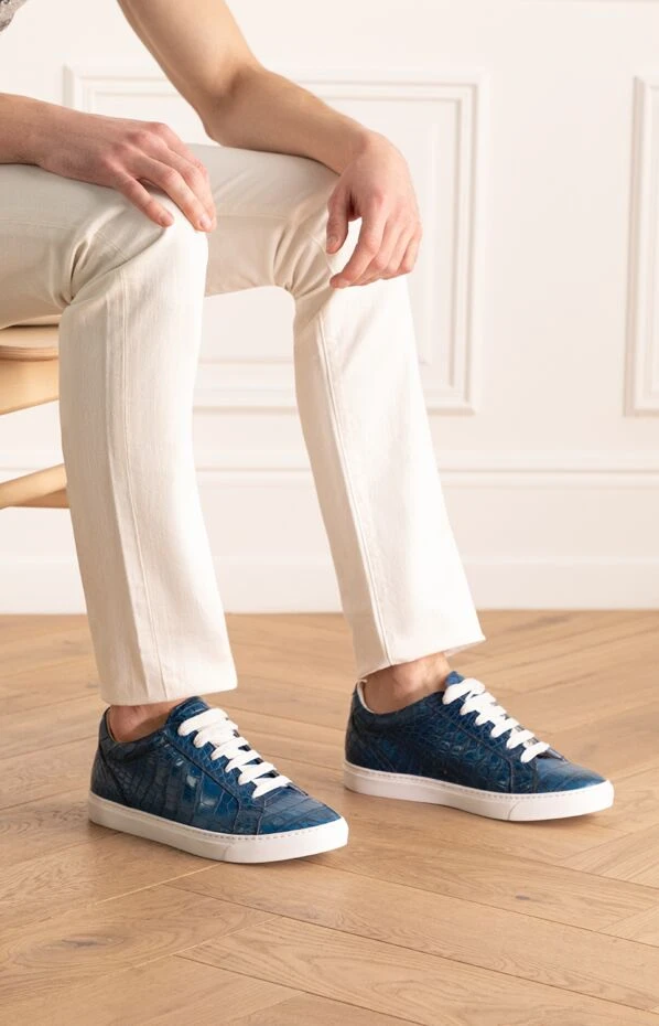 Christophe Auber man blue leather sneakers for men купить с ценами и фото 166043 - photo 2