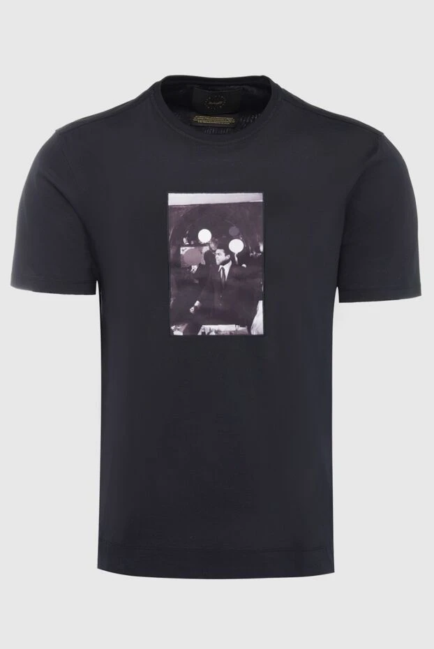 Футболка тёмно-синяя с арт-принтом в стиле винтажной хроники
- фото 1