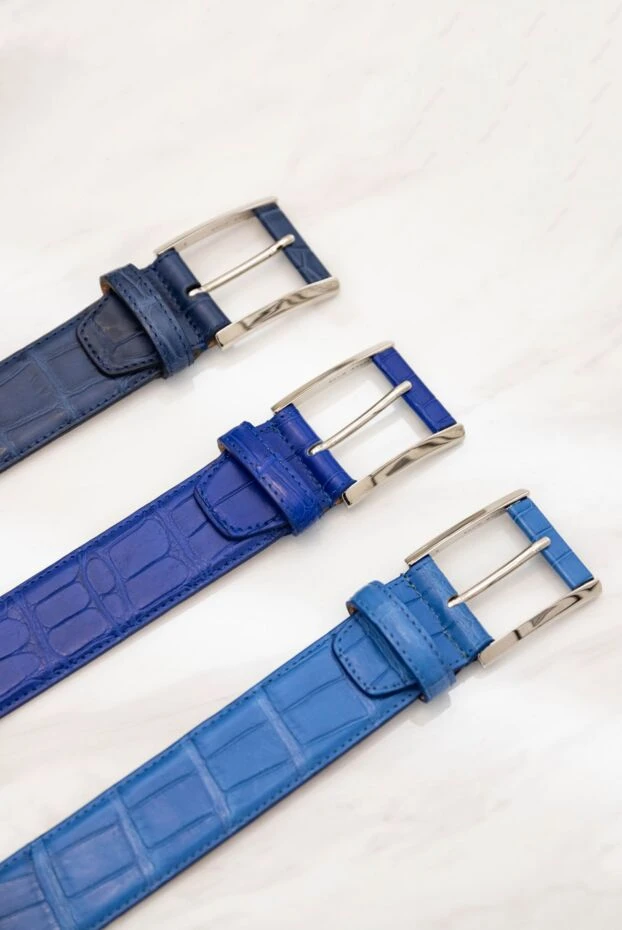 Cesare di Napoli аспан көк крокодил былғары белбеуі
 166082 - фото 2