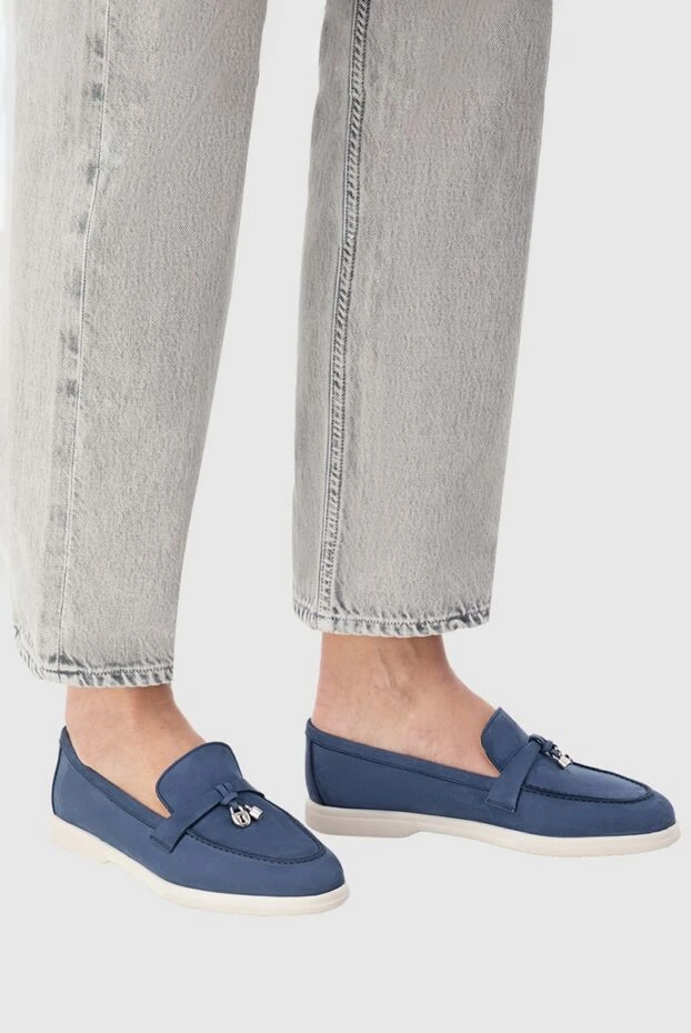 Cesare di Napoli woman blue nubuck loafers for women купить с ценами и фото 166095 - photo 2