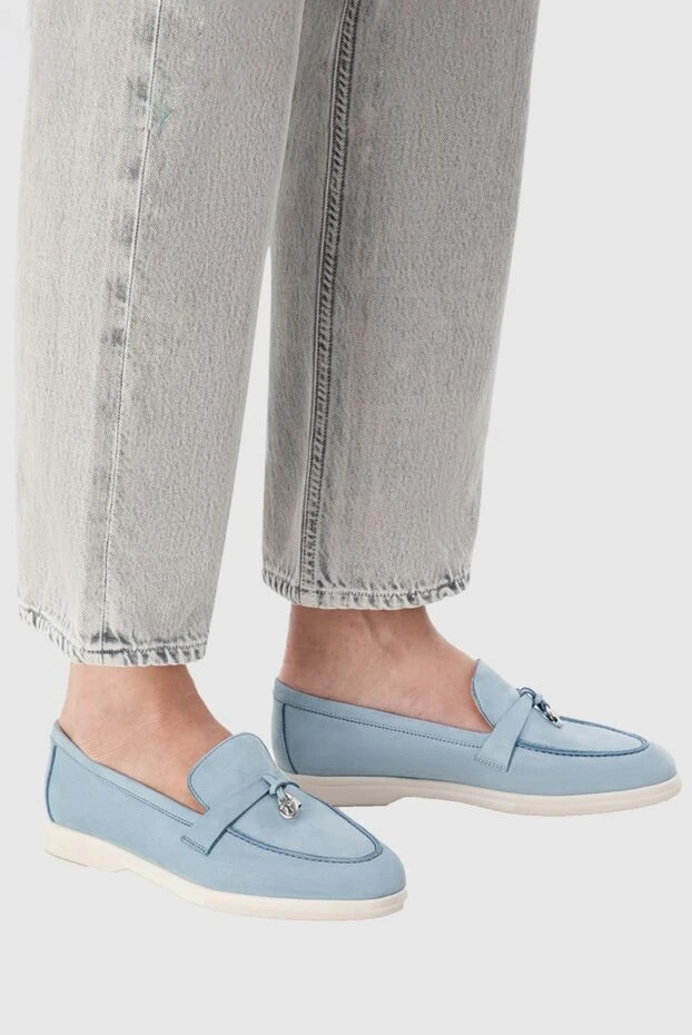 Cesare di Napoli woman blue nubuck loafers for women купить с ценами и фото 166099 - photo 2