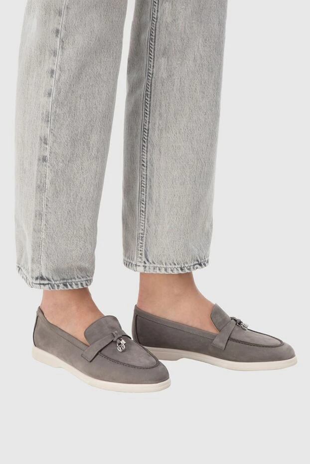 Cesare di Napoli woman gray nubuck loafers for women купить с ценами и фото 166104 - photo 2