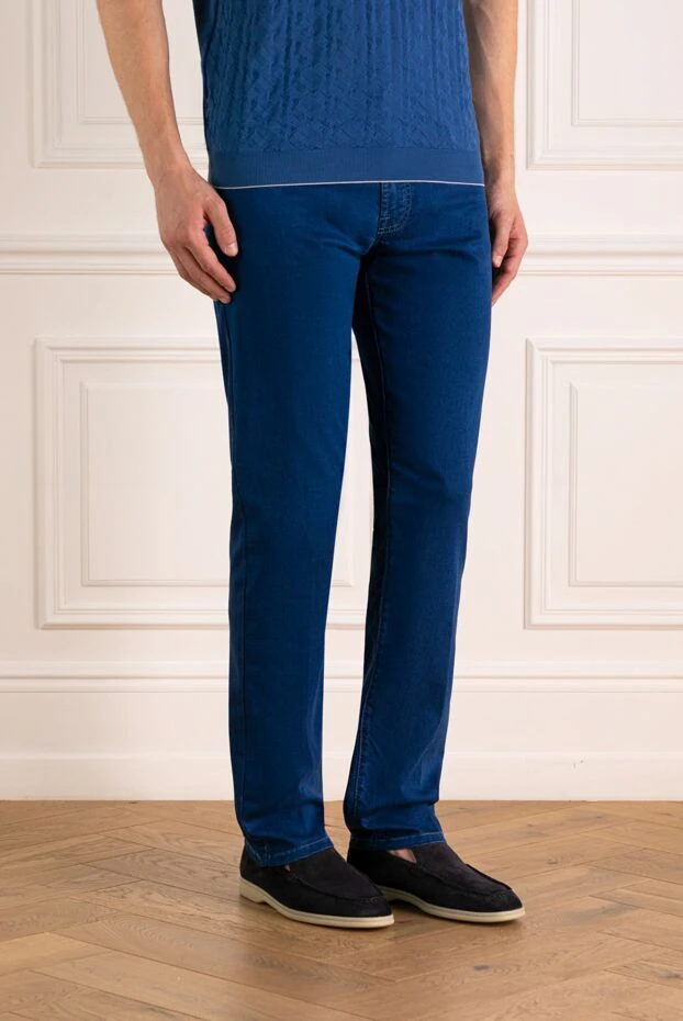 Scissor Scriptor көк түсті патчпен ерлердің көк джинсы
 166134 - фото 3