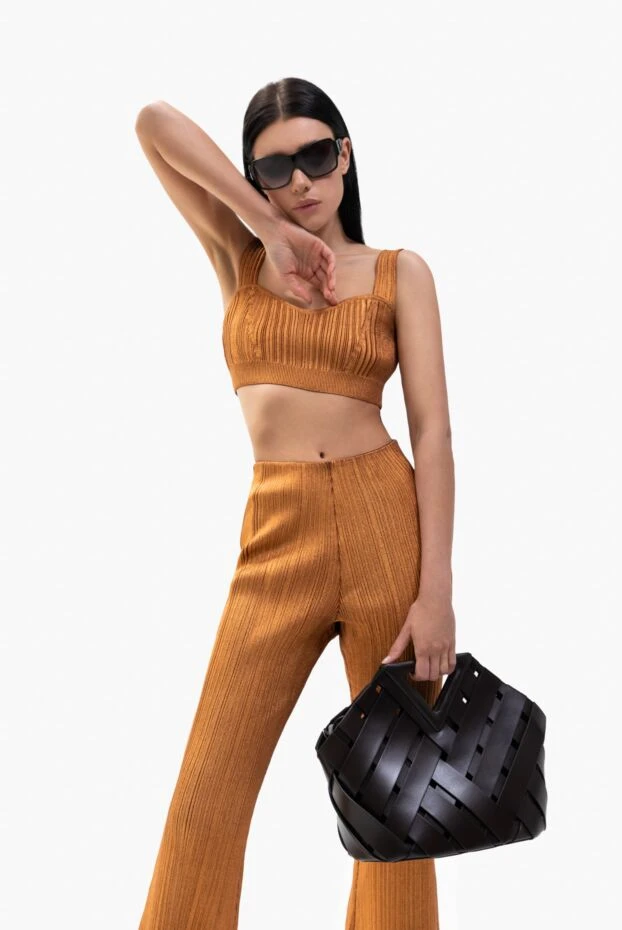 Herve Leger металл трикотаждан, алтын-мыстан тігілген әйелдер костюмі үсті және шалбар
 166169 - фото 2