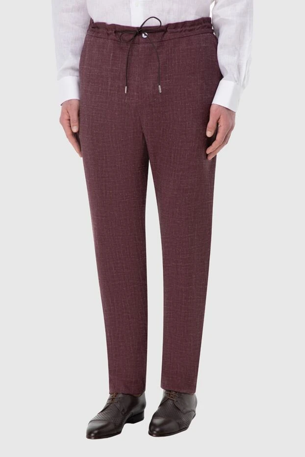 Tombolini man men's burgundy wool and linen trousers купить с ценами и фото 166194 - photo 2