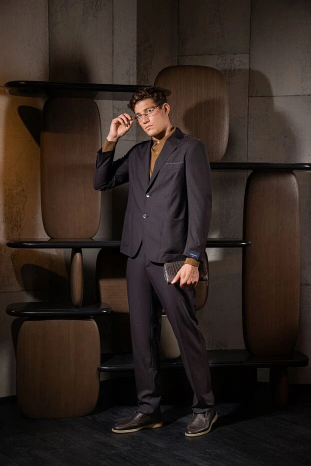 Tombolini костюм шерстяной темно-коричневый с накладными карманами мужской 166209 - фото 2