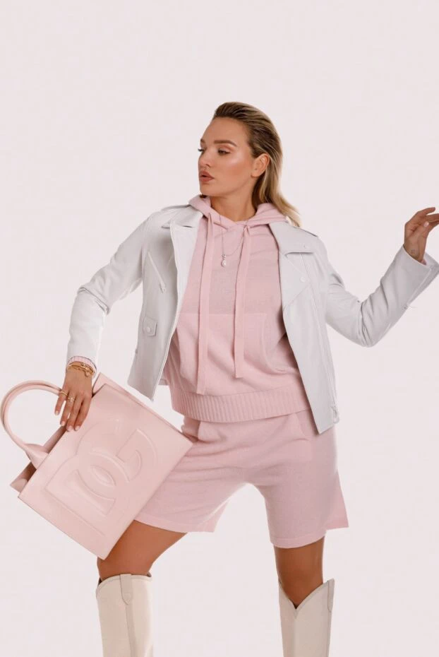 Костюм с шортами из кашемира розовый женский - фото 2