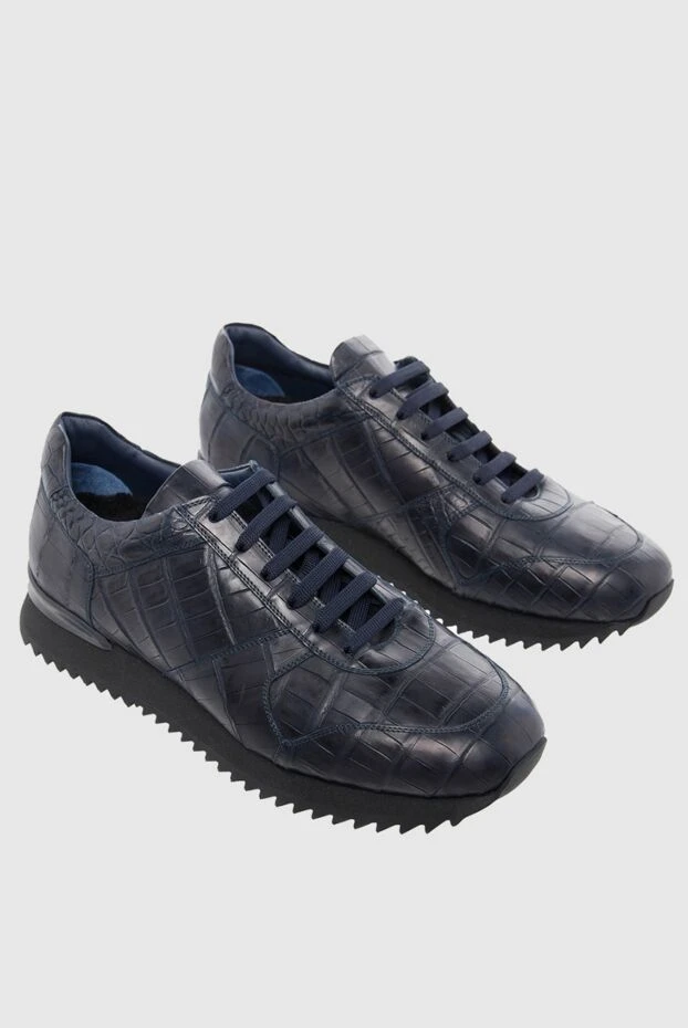 Cesare di Napoli man blue alligator sneakers for men 155401 - photo 3