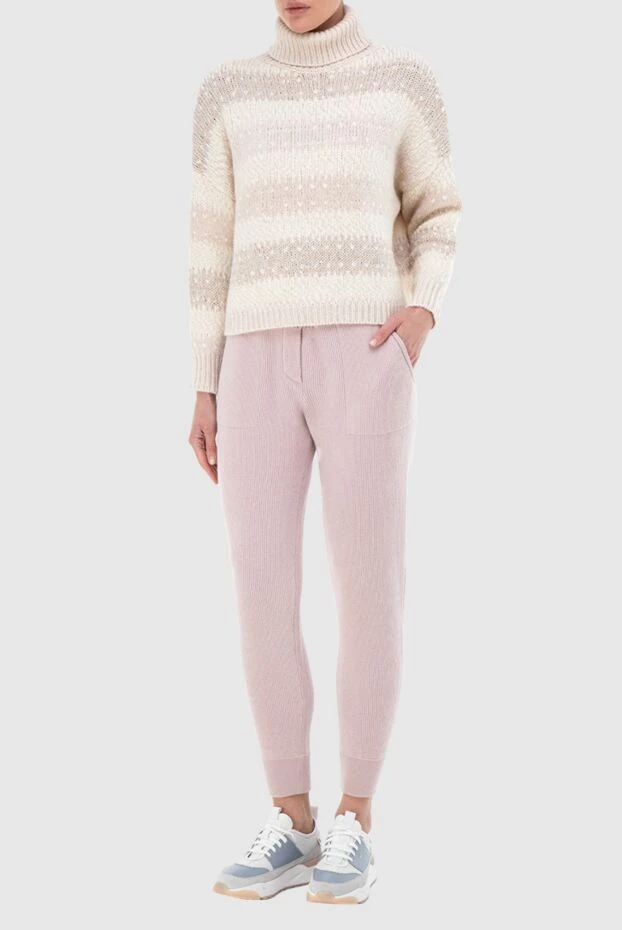 Brunello Cucinelli woman pink cashmere trousers for women купить с ценами и фото 166290 - photo 2