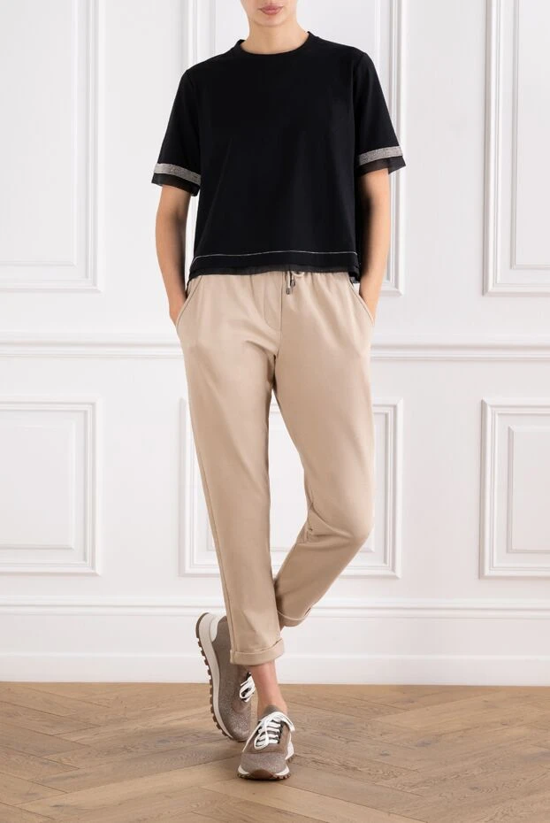 Brunello Cucinelli әйелдерге арналған бежевый мақта шалбар 166292 - фото 2