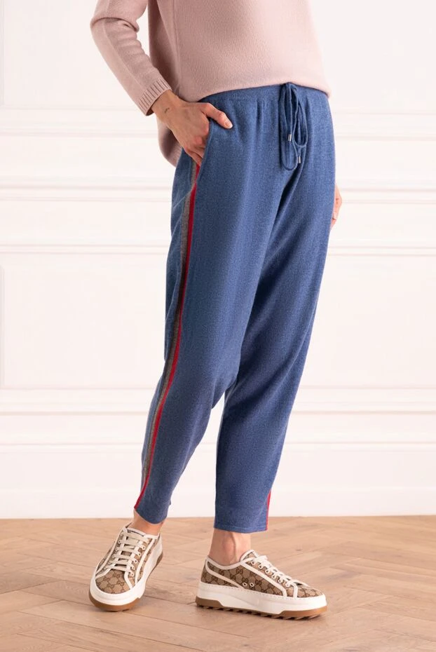 Re Vera брюки из кашемира синие женские 166293 - фото 3