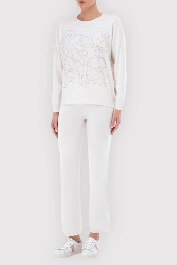 Peserico женский бежевый прогулочный костюм с вышивкой 166302 - фото 3