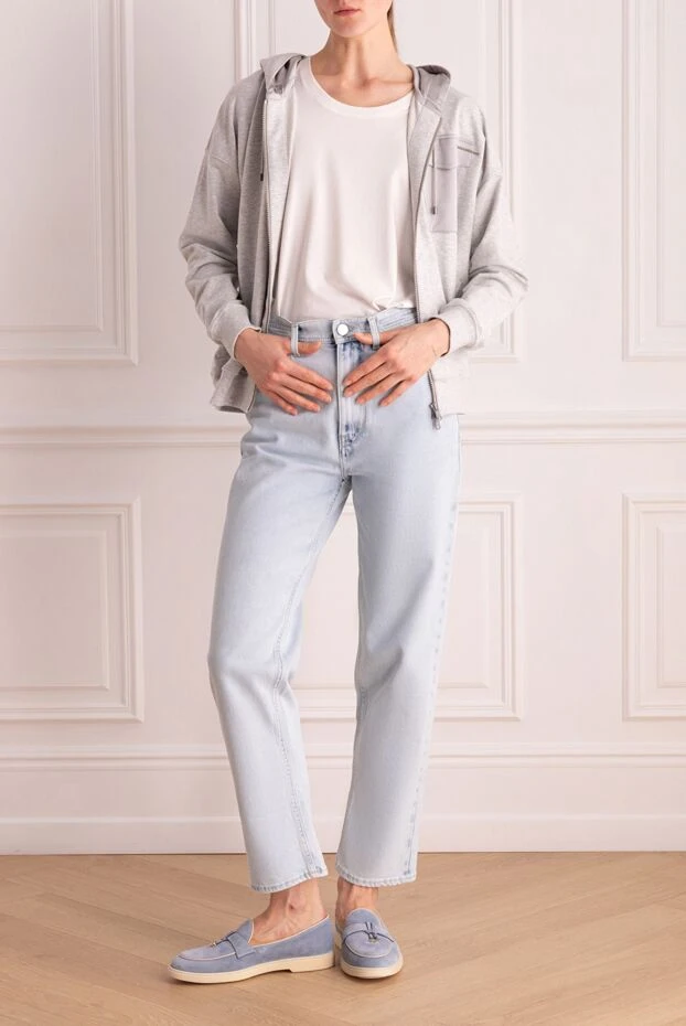 Brunello Cucinelli светло-серый кардиган из хлопка на молнии с капюшоном
 166314 - фото 2