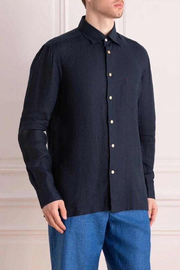 Kiton ерлерге арналған көк зығыр көйлек 166330 - фото 3