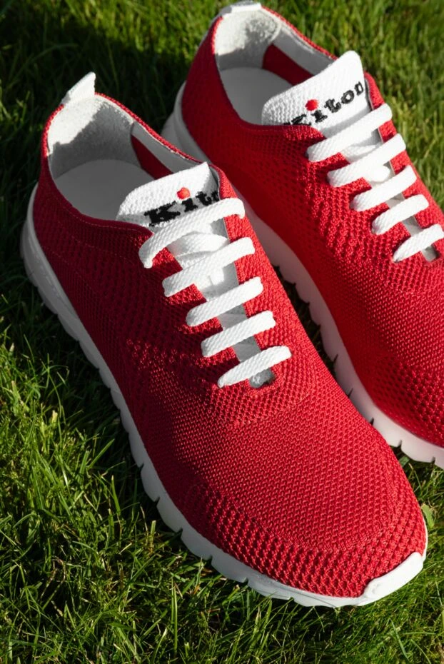 Kiton ақ табаны және логотипі бар қызыл әйелдердің кроссовкалары 166357 - фото 2