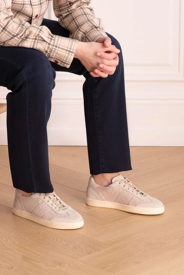 Brunello Cucinelli beige cotton sneakers for men 166384 - photo 3