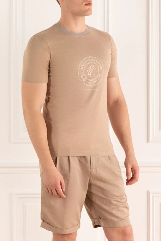 Brunello Cucinelli футболка из хлопка с фирменным логотипом и контрастным воротом 195749 - фото 3