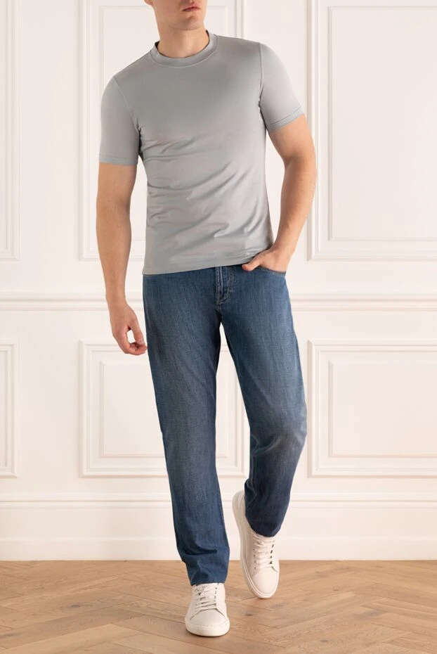 Brunello Cucinelli футболка из эластичного хлопка светло-серого цвета 166399 - фото 2