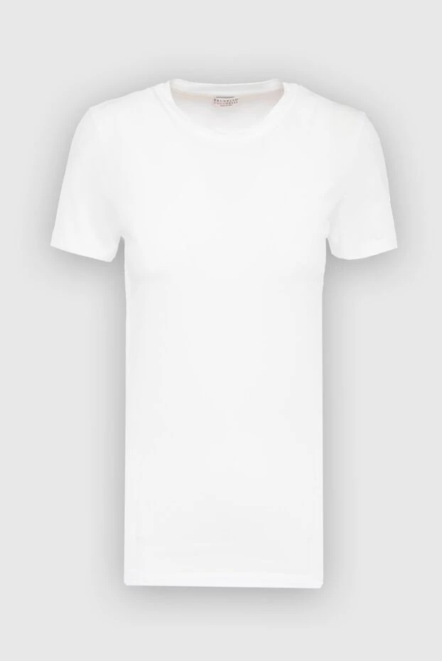Белая футболка из эластичного хлопка с круглым вырезом - фото 1