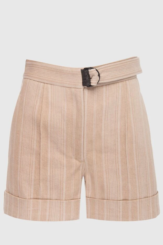 Beige striped shorts with a belt and buckle - photo 1