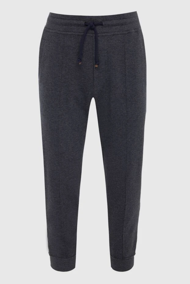 Dark gray cotton jersey trousers with decorative stitching down the center.
- photo 1