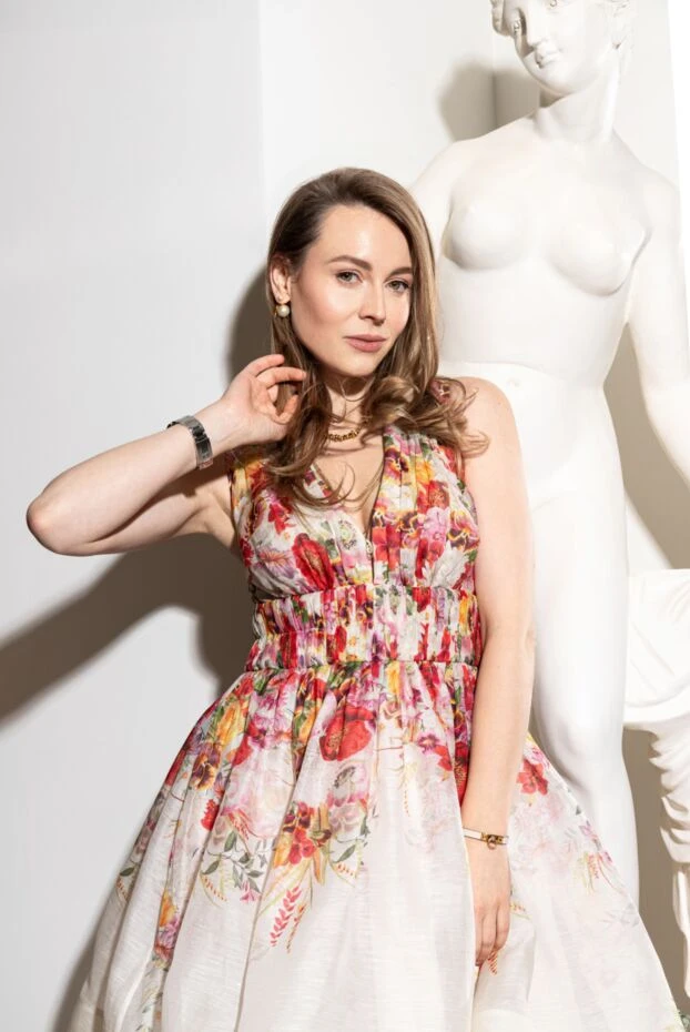 Ожерелье женское желтое многослойное с декоративными цепочками - фото 2