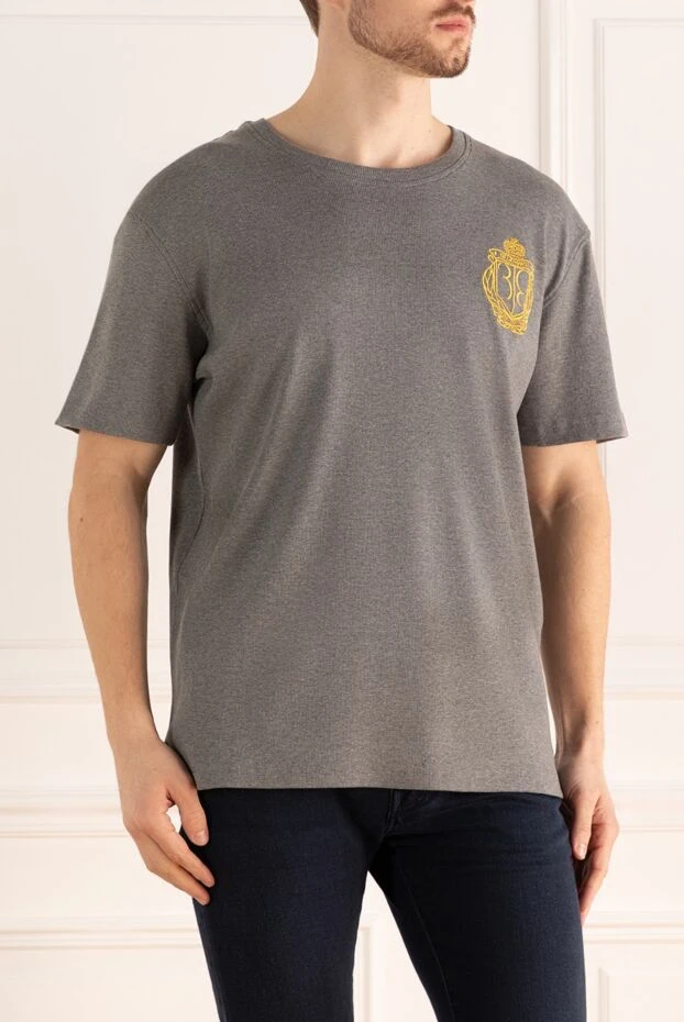 Billionaire футболка серая мужская с лаконичным кроем и декоративным гербом
 166466 - фото 3