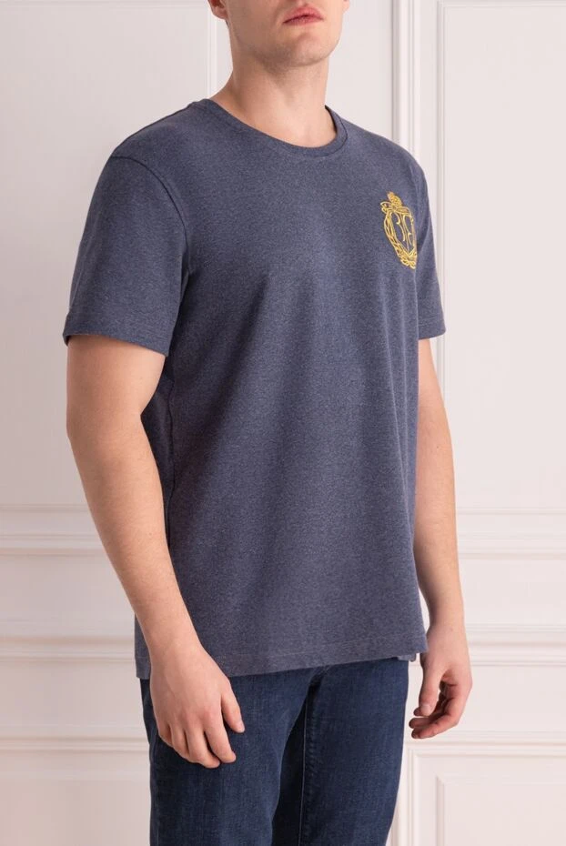 Billionaire мужская синяя футболка с лаконичным кроем и декоративным гербом
 166467 - фото 3
