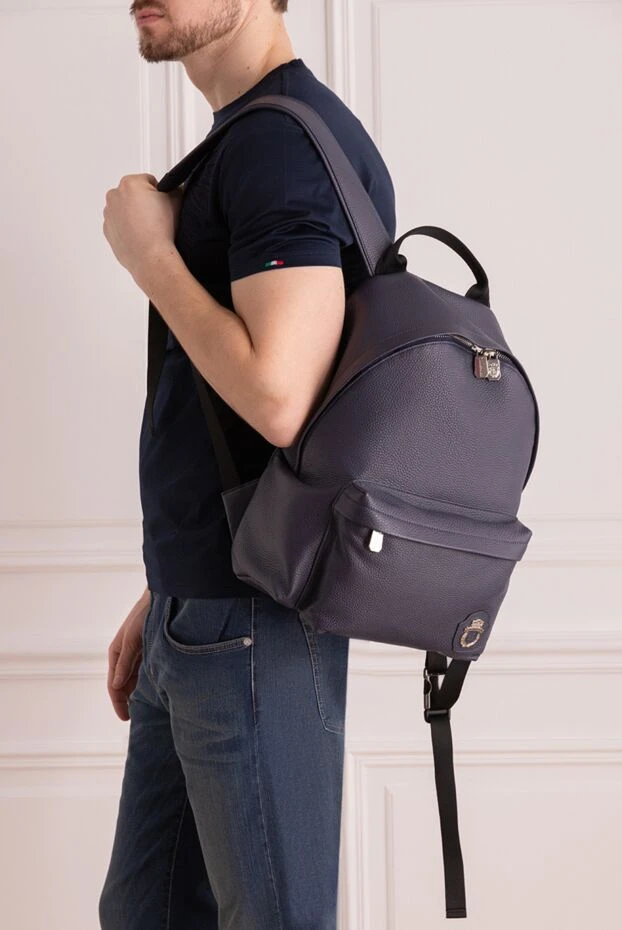 Billionaire man blue leather backpack for men купить с ценами и фото 166476 - photo 2