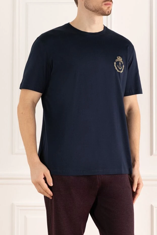 Billionaire мужская синяя футболка из мягкого трикотажа с вышивкой в морском стиле
 166489 - фото 3