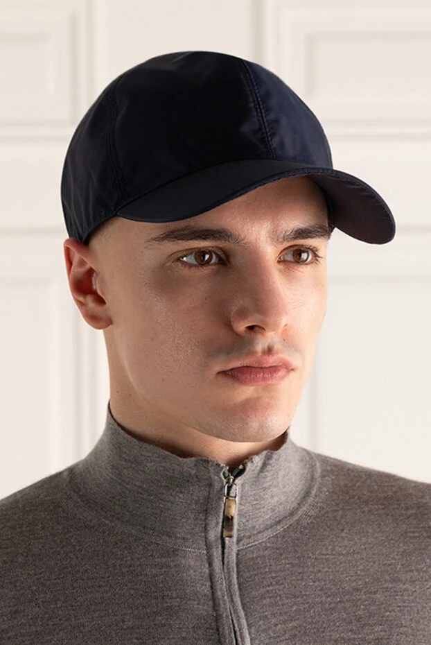 Cesare di Napoli man blue cotton cap for men купить с ценами и фото 166490 - photo 2