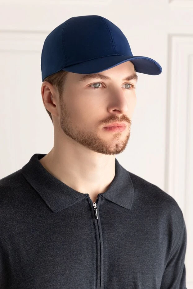 Cesare di Napoli man blue cotton cap for men купить с ценами и фото 166491 - photo 2