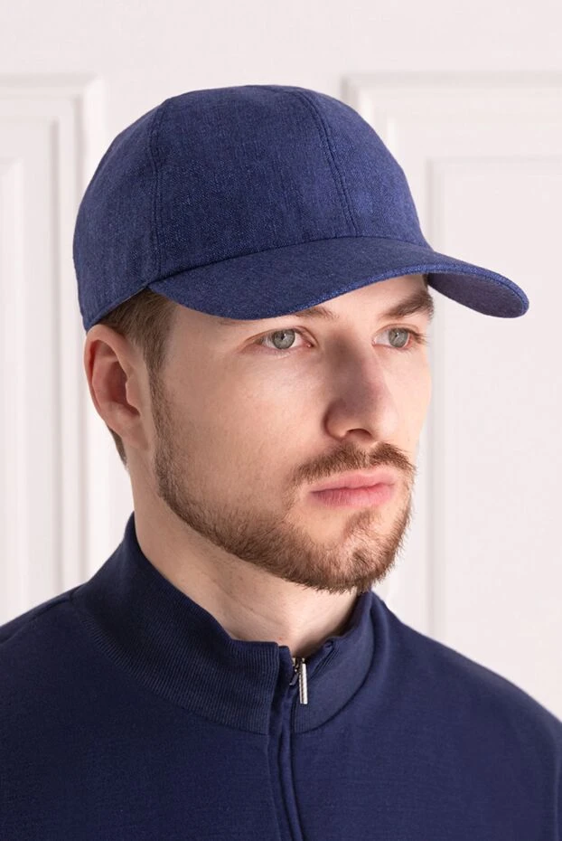 Cesare di Napoli man blue cashmere cap for men купить с ценами и фото 166492 - photo 2