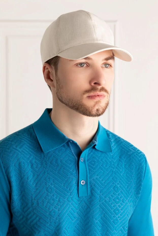 Cesare di Napoli man white cotton cap for men купить с ценами и фото 166493 - photo 2