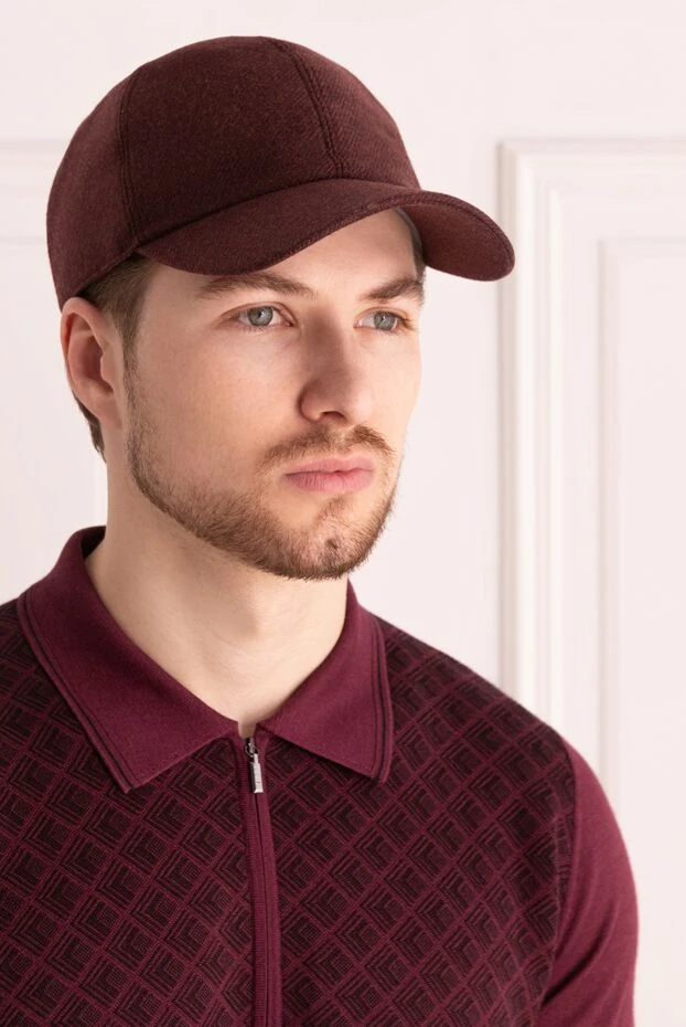 Cesare di Napoli man cashmere cap burgundy for men купить с ценами и фото 166495 - photo 2