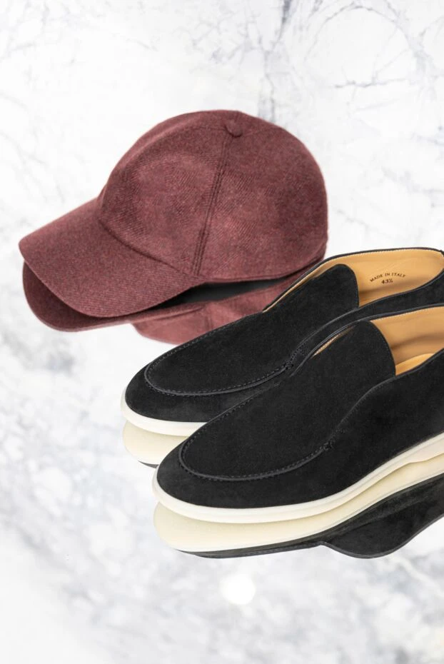 Cesare di Napoli кепка из кашемира бордовая мужская 166495 - фото 2