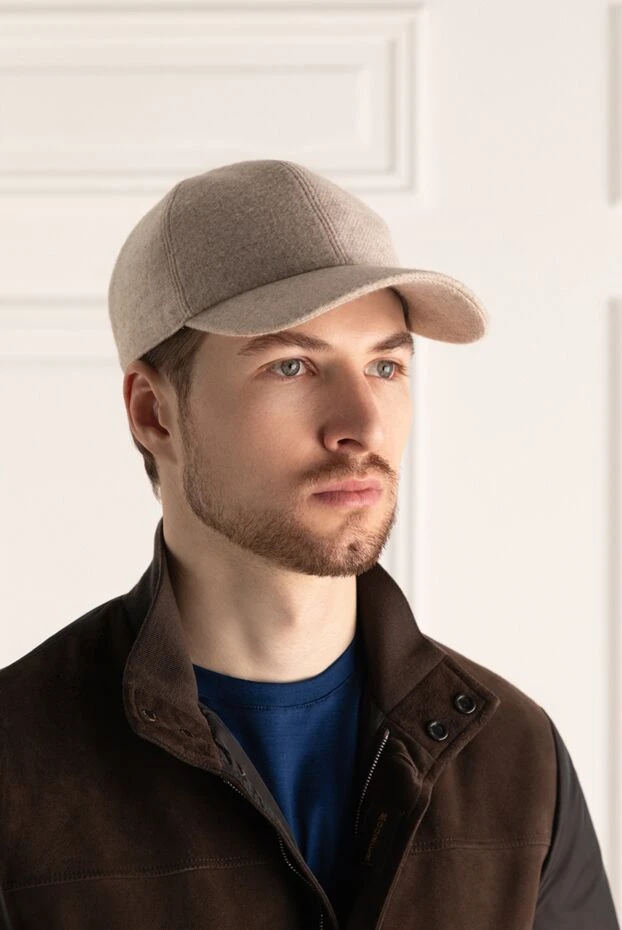 Cesare di Napoli man beige cashmere cap for men купить с ценами и фото 166499 - photo 2