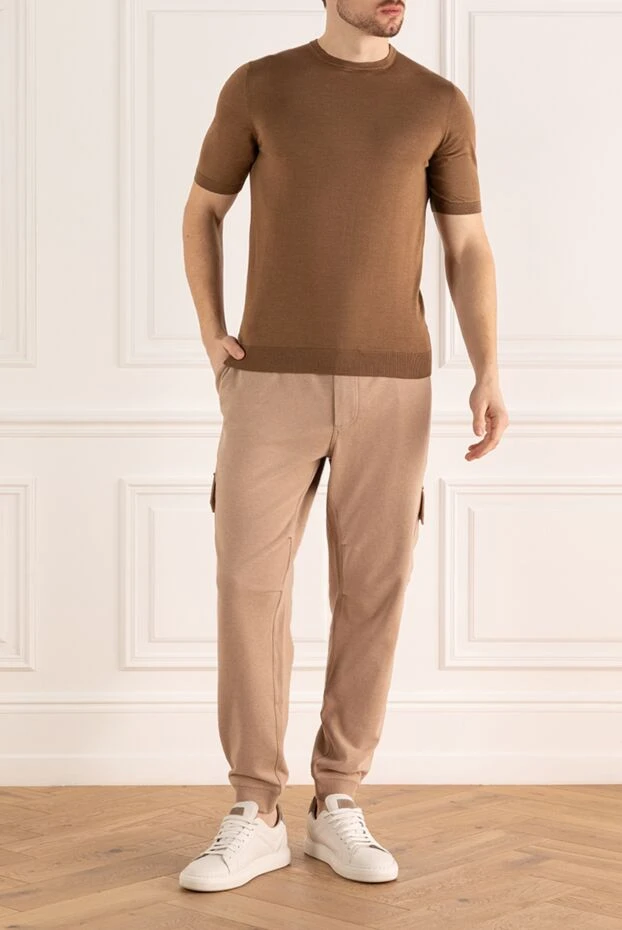 Cesare di Napoli джемпер с коротким рукавом шёлковый коричневый мужской 166554 - фото 2