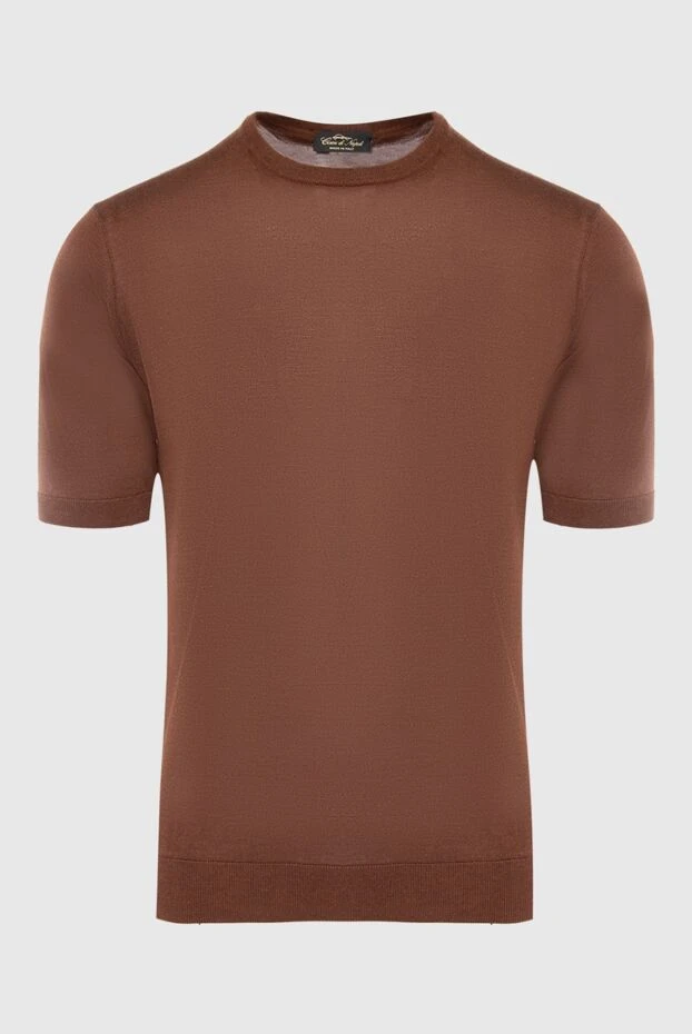 Cesare di Napoli man short-sleeved jumper in silk brown for men купить с ценами и фото 166558 - photo 1