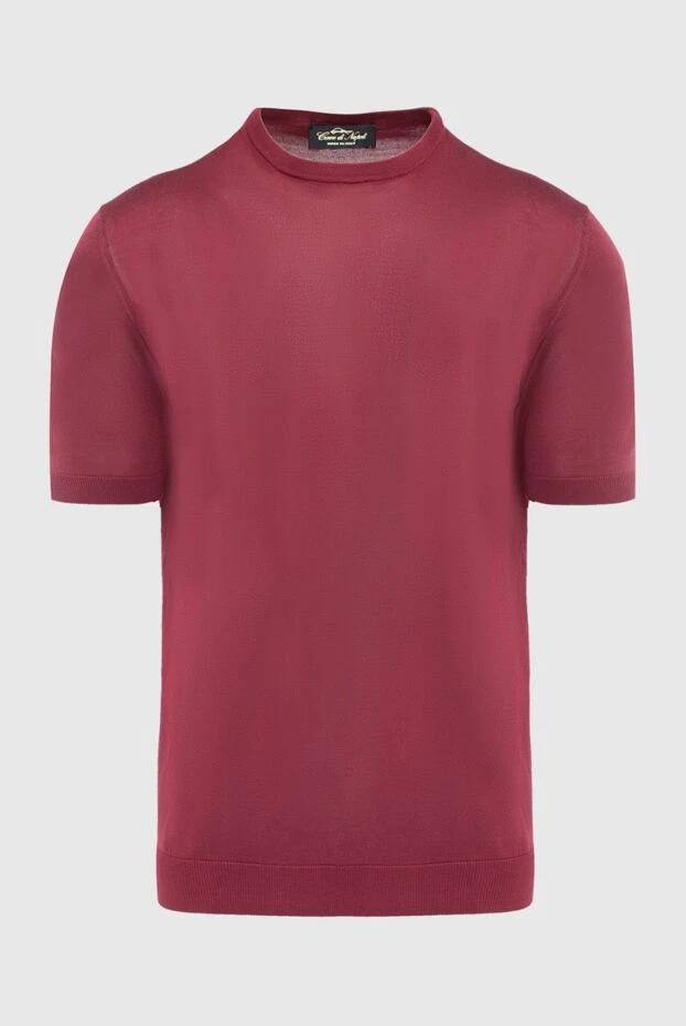 Cesare di Napoli man silk short sleeve jumper burgundy for men купить с ценами и фото 166560 - photo 1