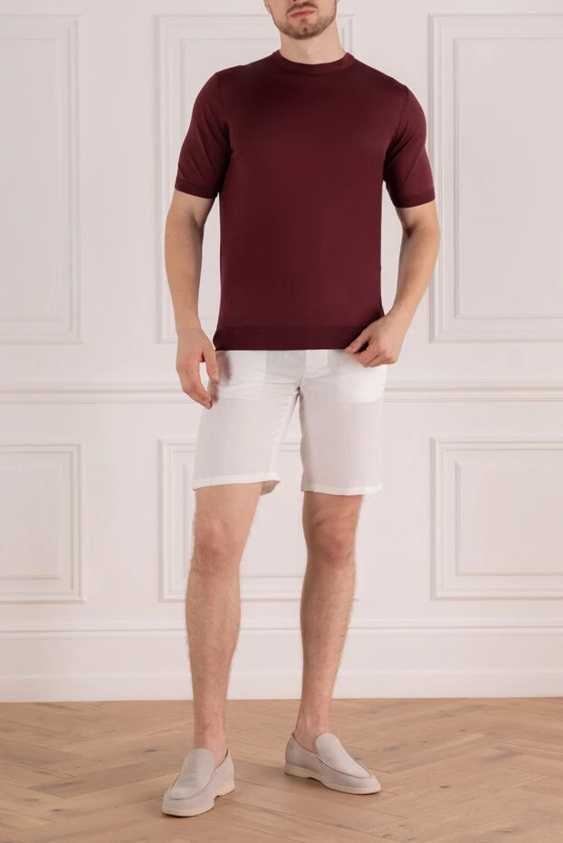 Cesare di Napoli man silk short sleeve jumper burgundy for men купить с ценами и фото 166560 - photo 2