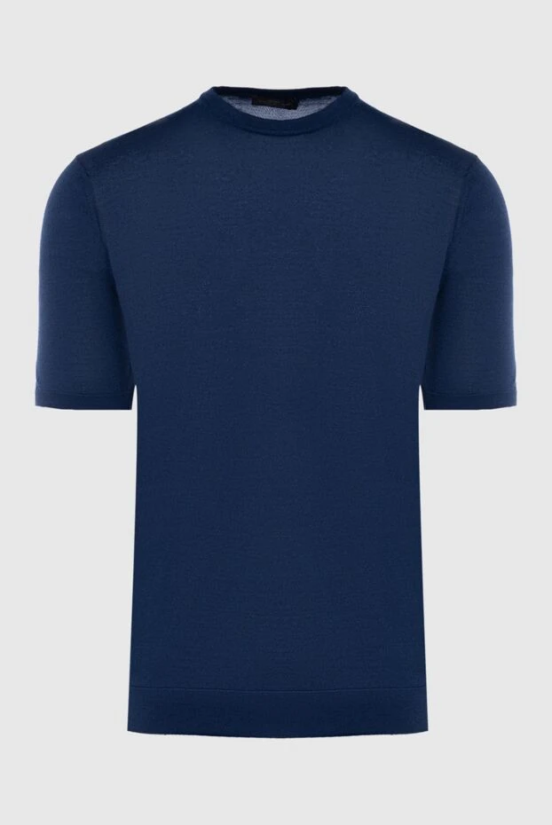 Cesare di Napoli man silk short sleeve jumper blue for men купить с ценами и фото 166568 - photo 1