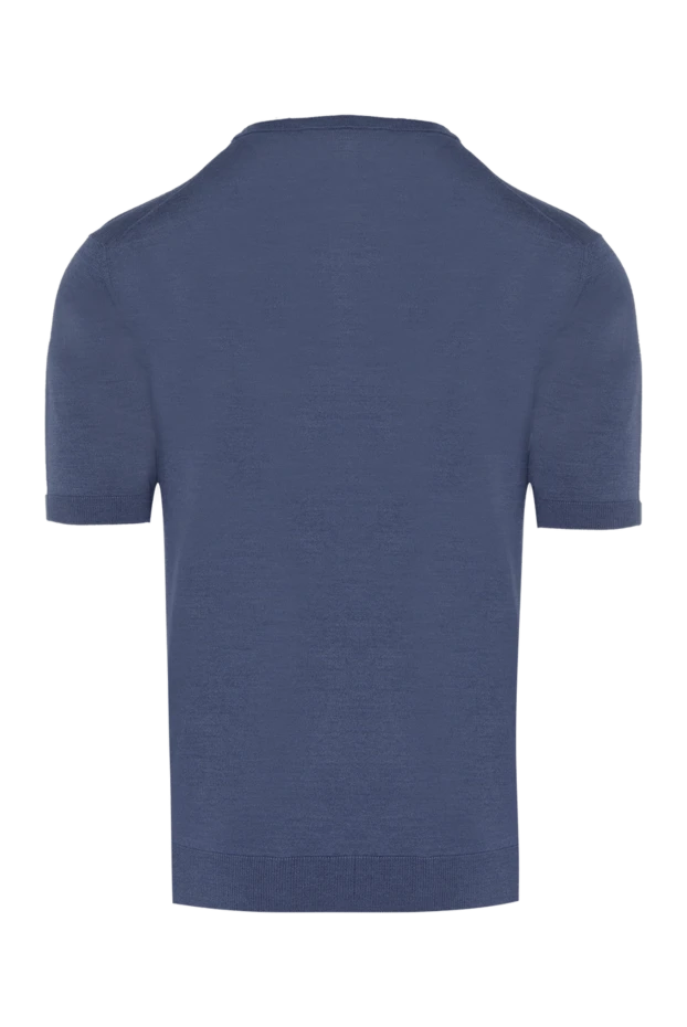 Cesare di Napoli man silk short sleeve jumper blue for men купить с ценами и фото 166570 - photo 2