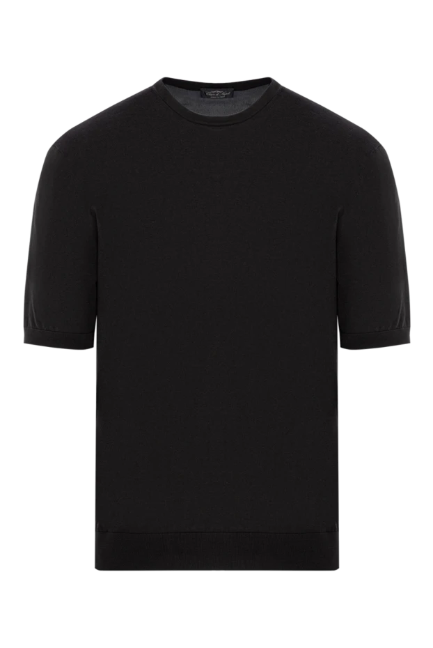 Жібек пен мақта матадан тігілген қысқа жеңі бар джемпер, ерлерге арналған қоңыр - фото 1