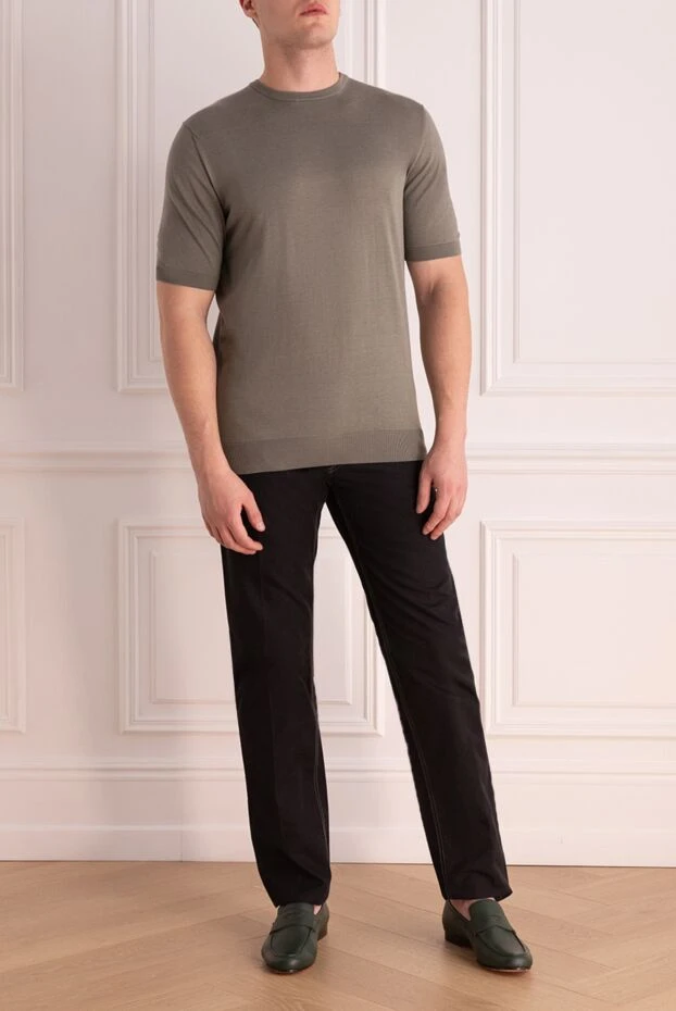 Cesare di Napoli man short sleeve jumper in silk and cotton beige for men купить с ценами и фото 166592 - photo 2