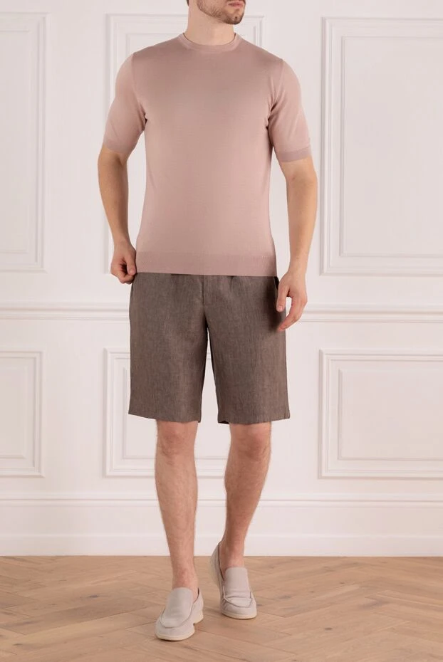 Cesare di Napoli man short sleeve jumper in silk and cotton beige for men купить с ценами и фото 166593 - photo 2