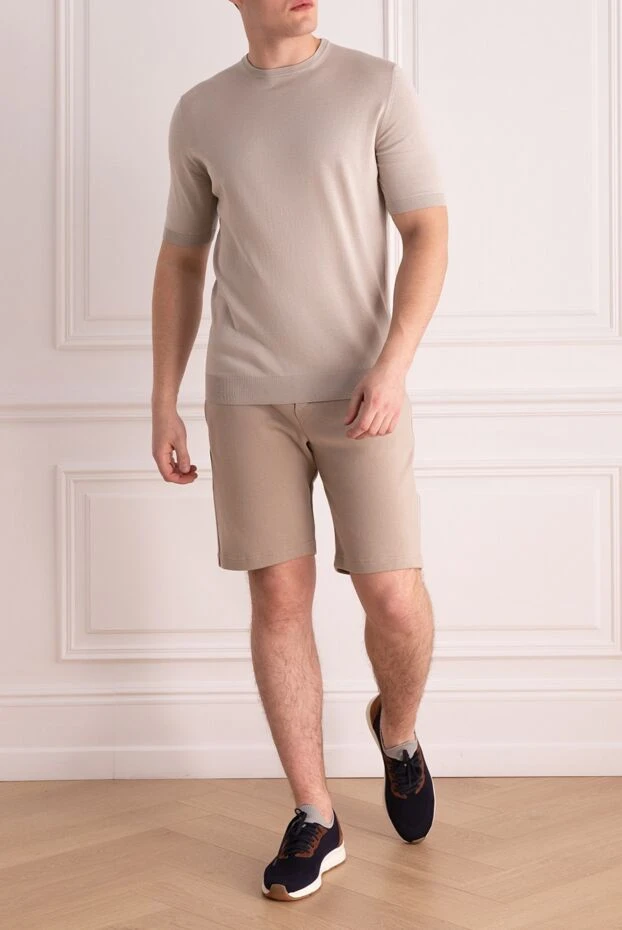 Cesare di Napoli man short sleeve jumper in silk and cotton beige for men купить с ценами и фото 166594 - photo 2