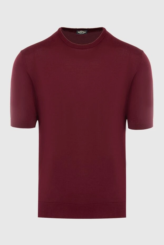 Cesare di Napoli man cotton short sleeve jumper burgundy for men купить с ценами и фото 166623 - photo 1