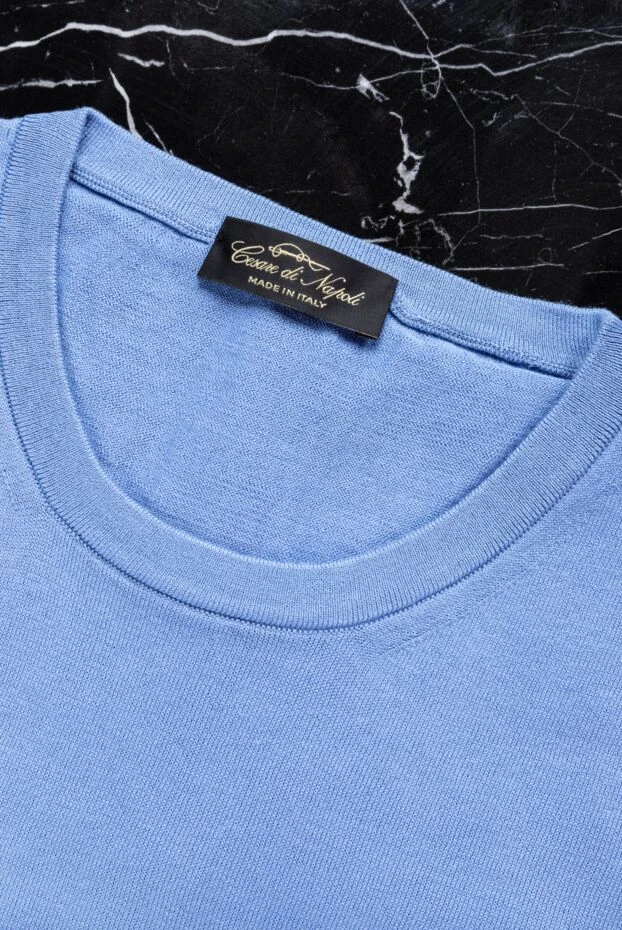 Cesare di Napoli джемпер из тонкого хлопка с коротким рукавом в светло-синем исполнении
166646 - фото 2