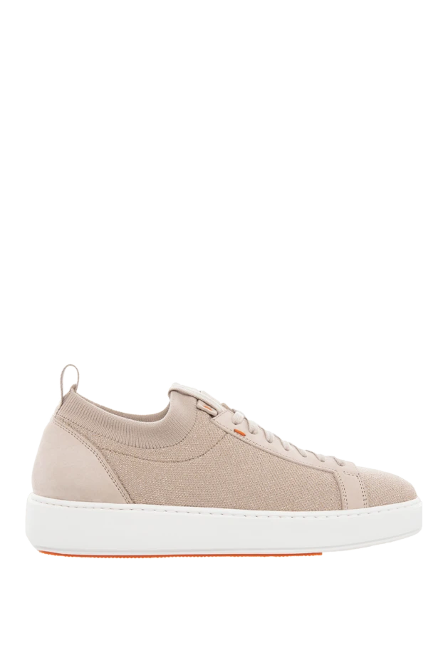 Santoni woman beige leather and textile sneakers for women купить с ценами и фото 166673 - photo 1